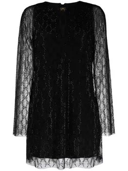 Gucci crystal GG tulle minidress, черный