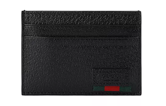 GUCCI Держатель для карт из коровьей кожи, черный, мужской