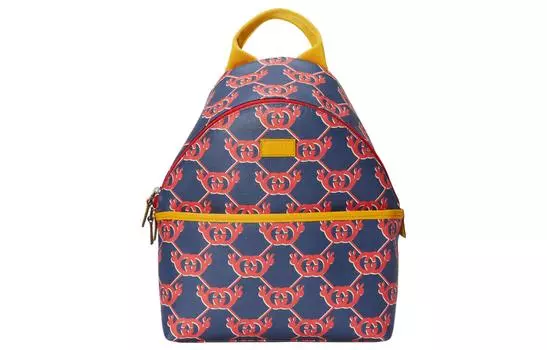 GUCCI Детский холщовый рюкзак, цвет синий и желтый