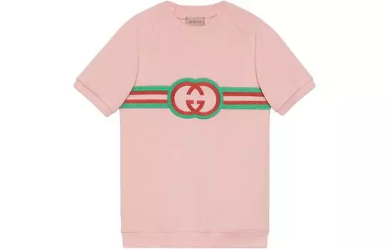 Платье детское Gucci с логотипом, розовый