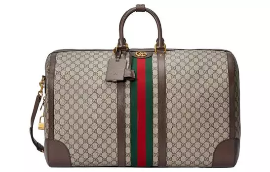 GUCCI Дорожная сумка Savoy Medium Duffle Bag для мужчин, бежевая/черная