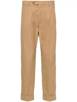 Gucci Double G-embroidered cotton tapered trousers, нейтральный цвет