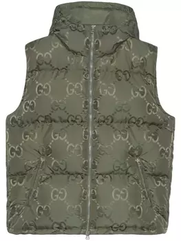 Gucci дутый жилет с логотипом GG, зеленый