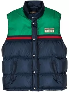 Gucci дутый жилет с логотипом, синий
