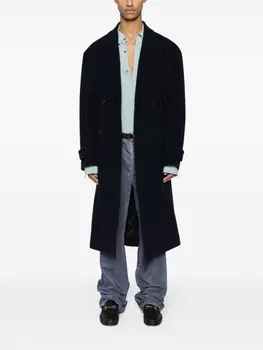 Gucci двубортное пальто макси, синий