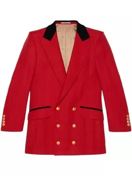 Gucci двубортный пиджак с заостренными лацканами, красный