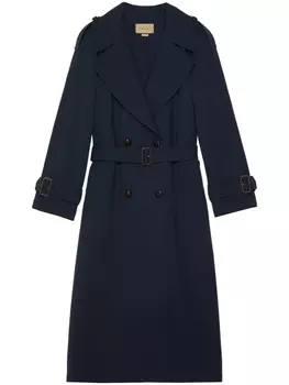 Gucci двубортный шерстяной тренч, синий