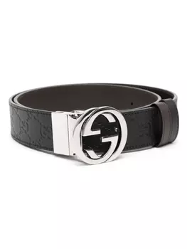 Gucci двухсторонний ремень с пряжкой GG, черный