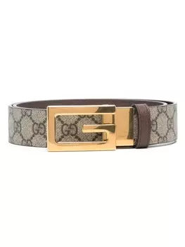 Gucci двусторонний ремень с логотипом Interlocking G, коричневый
