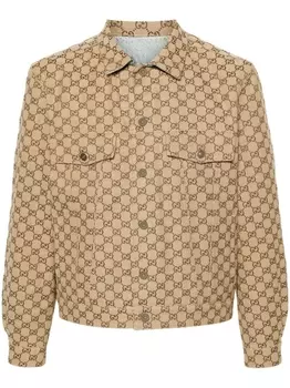 Gucci двусторонняя джинсовая куртка GG Canvas, синий