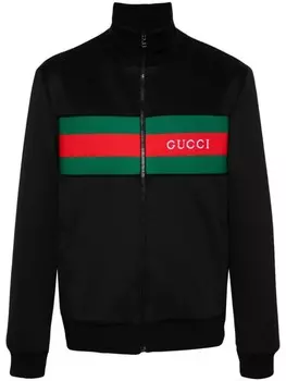 Gucci джемпер на молнии с логотипом, черный