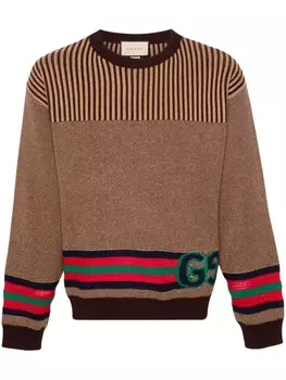 Gucci джемпер с логотипом Double G, коричневый