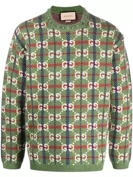 Gucci джемпер с логотипом GG, зеленый