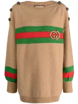 Gucci джемпер с логотипом Interlocking G, коричневый