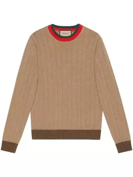 Gucci джемпер с отделкой Web, коричневый
