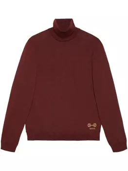 Gucci джемпер с высоким воротником и логотипом, красный