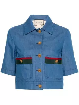 Gucci джинсовая рубашка с отделкой Web, синий