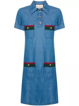 Gucci джинсовое платье с отделкой Web, синий