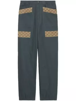 Gucci джинсы с монограммой и вставками, серый