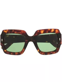 Gucci Eyewear массивные очки черепаховой расцветки, коричневый