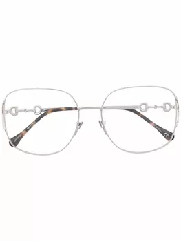 Gucci Eyewear массивные очки черепаховой расцветки, серебристый