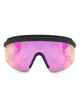 Gucci Eyewear массивные солнцезащитные очки-маска с логотипом GG, черный