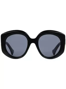 Gucci Eyewear массивные солнцезащитные очки в круглой оправе, черный