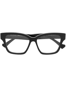 Gucci Eyewear очки трапециевидной формы с логотипом GG, черный
