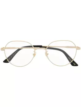 Gucci Eyewear очки в круглой оправе с логотипом, золотой
