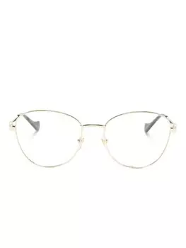 Gucci Eyewear очки в круглой оправе с логотипом Interlocking G, золотистый