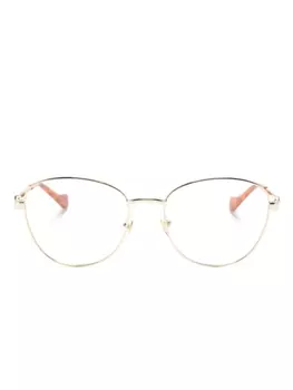 Gucci Eyewear очки в круглой оправе с логотипом Interlocking G, золотистый