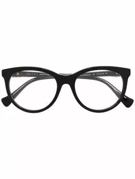 Gucci Eyewear очки в круглой оправе с логотипом GG, черный