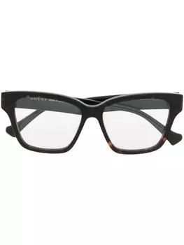 Gucci Eyewear очки в квадратной оправе с логотипом, коричневый