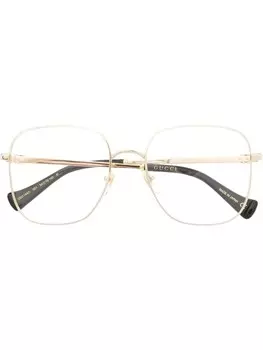Gucci Eyewear очки в массивной оправе с эффектом металлик, золотой