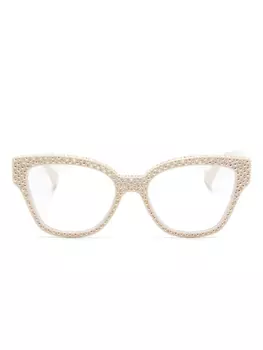 Gucci Eyewear очки в оправе 'кошачий глаз' с кристаллами, белый