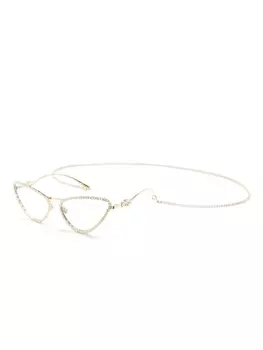 Gucci Eyewear очки в оправе 'кошачий глаз' с логотипом Interlocking G, золотистый