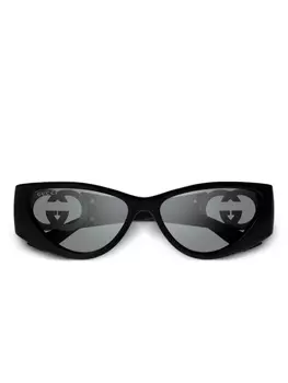 Gucci Eyewear oval-frame солнцезащитные очки, черный