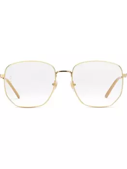 Gucci Eyewear прямоугольные солнцезащитные очки, металлик