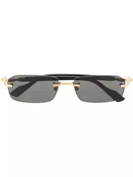 Gucci Eyewear rimless rectangle-frame sunglasses, черный