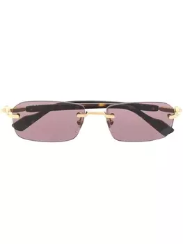 Gucci Eyewear rimless rectangle-frame sunglasses, коричневый