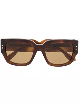 Gucci Eyewear солнцезащитные очки черепаховой расцветки с логотипом, коричневый