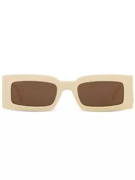 Gucci Eyewear солнцезащитные очки Gene GG в прямоугольной оправе, белый