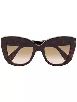 Gucci Eyewear солнцезащитные очки Havana в оправе 'кошачий глаз', коричневый