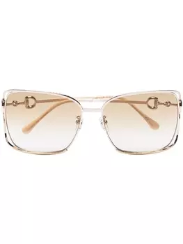 Gucci Eyewear солнцезащитные очки Horsebit в массивной оправе, золотой