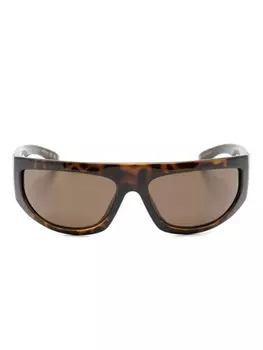 Gucci Eyewear солнцезащитные очки-маска, коричневый