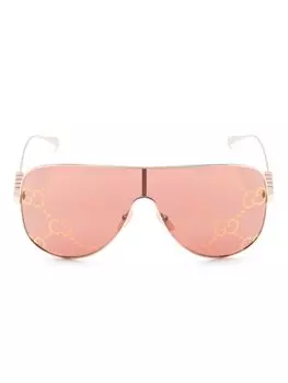 Gucci Eyewear солнцезащитные очки-маска с логотипом, розовый