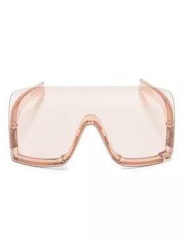 Gucci Eyewear солнцезащитные очки-маска с логотипом, нейтральный цвет