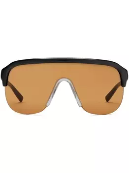 Gucci Eyewear солнцезащитные очки-маска в полуободковой оправе, черный