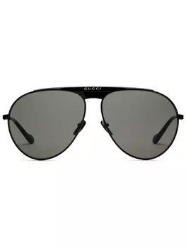 Gucci Eyewear солнцезащитные очки-пилоты с логотипом, черный