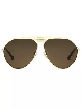 Gucci Eyewear солнцезащитные очки-пилоты с логотипом, коричневый